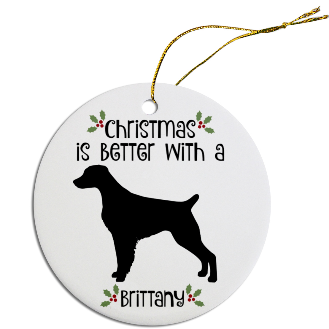 Breed Specific Round Christmas Ornament Brittany